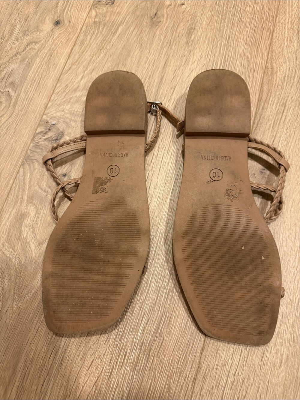 Steve Madden Braided Strappy Flat Sandals in Tan - Picture 2 of 2